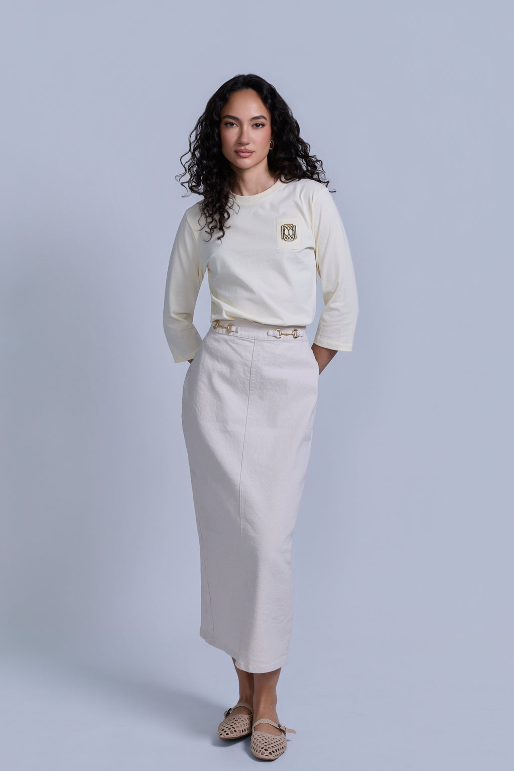 Horsebit Denim Skirt