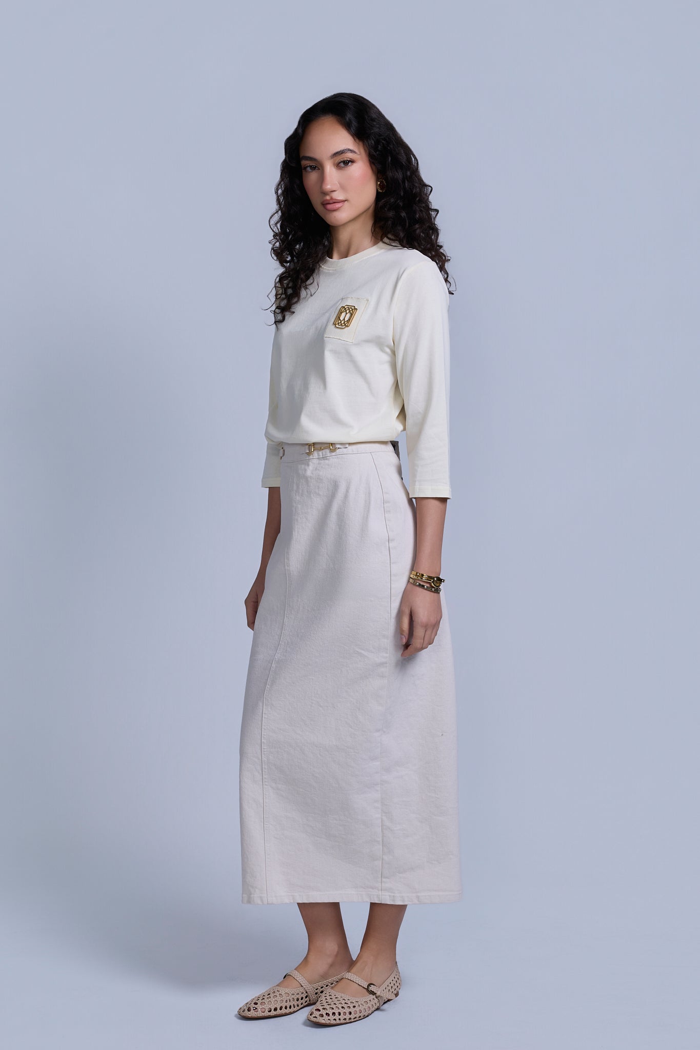 Horsebit Denim Skirt