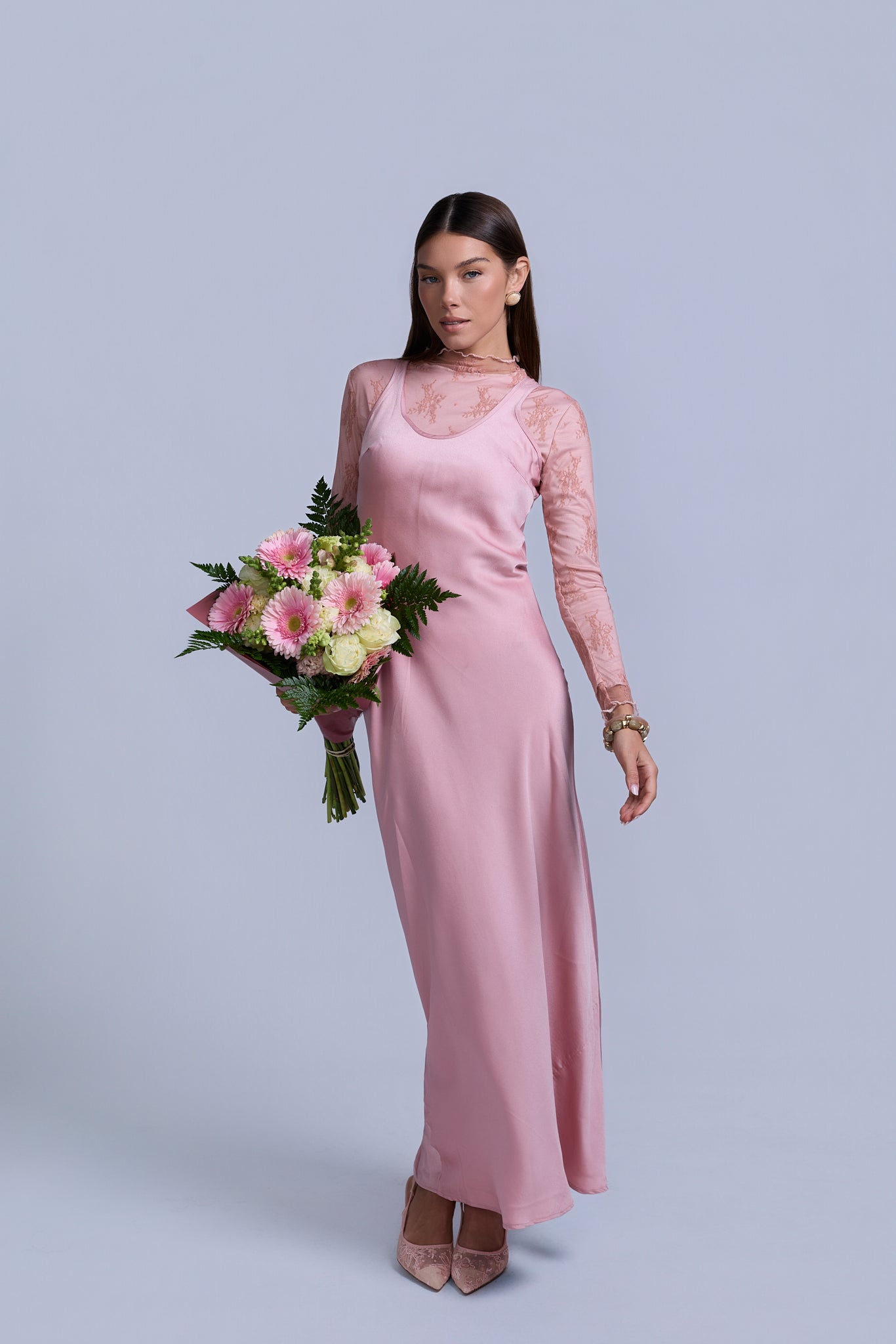 silk jumper dress Mauve Sweater & Dress Set - Two-Piece Set - Layered Dress Set