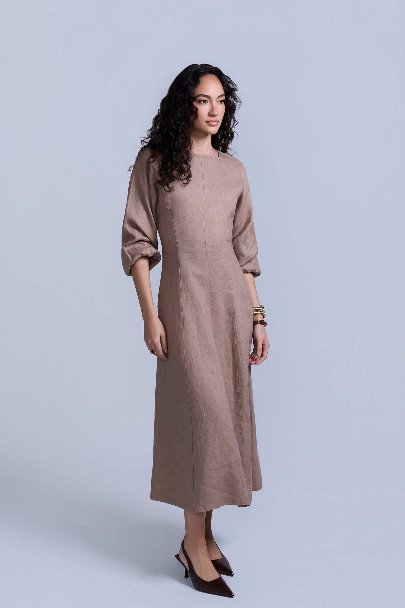linen dress brands Linen Dress with Pockets and Waist Tie Detail