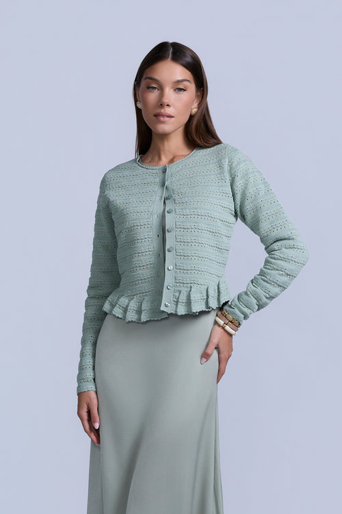 Pointelle Cardigan - Green