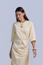 Ruched Cotton T-Shirt Dress