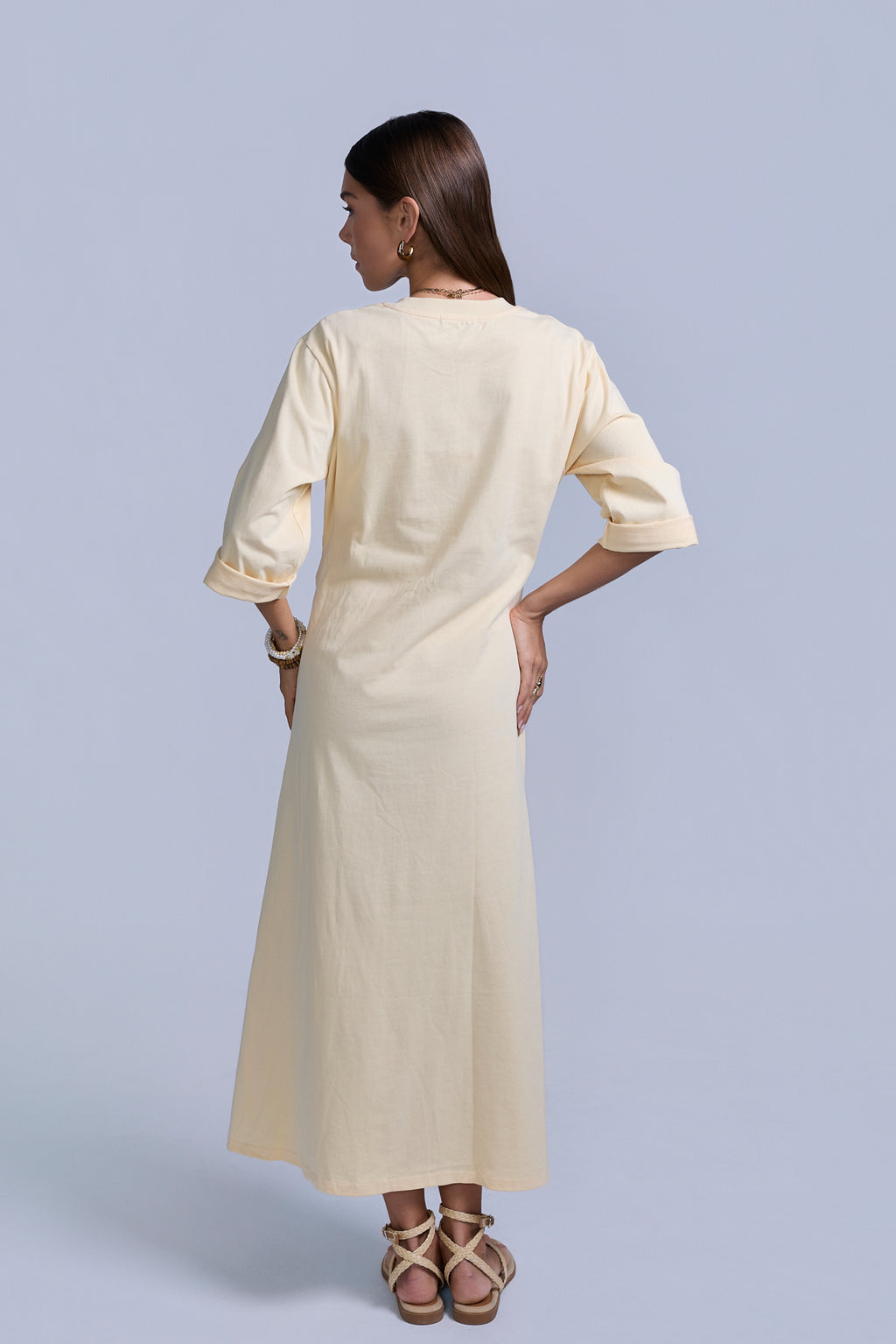 Ruched Cotton T-Shirt Dress