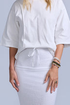 Crinkle Cotton Midi Skirt-Lined