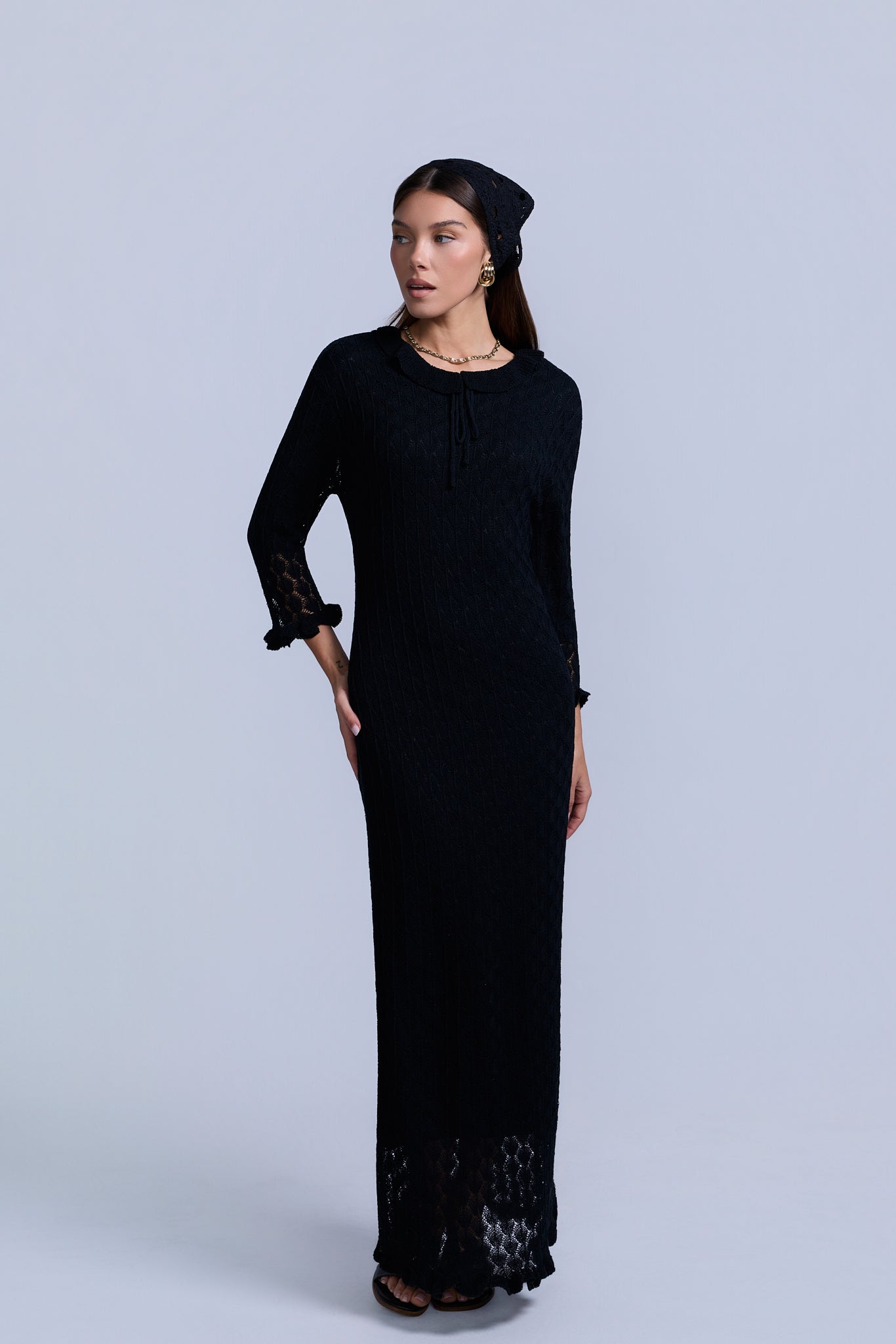 Crochet Dress - Black / L Crochet Dress - Black / L