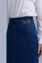 Horsebit Denim Skirt