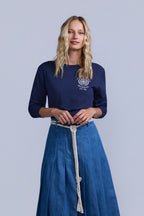 Pleated Denim Skirt
