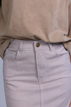 Tan Pinstripe Denim Skirt