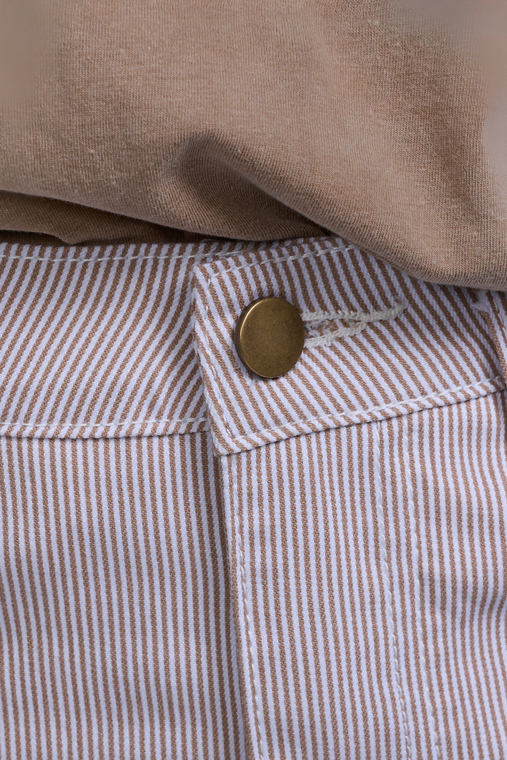 Tan Pinstripe Denim Skirt