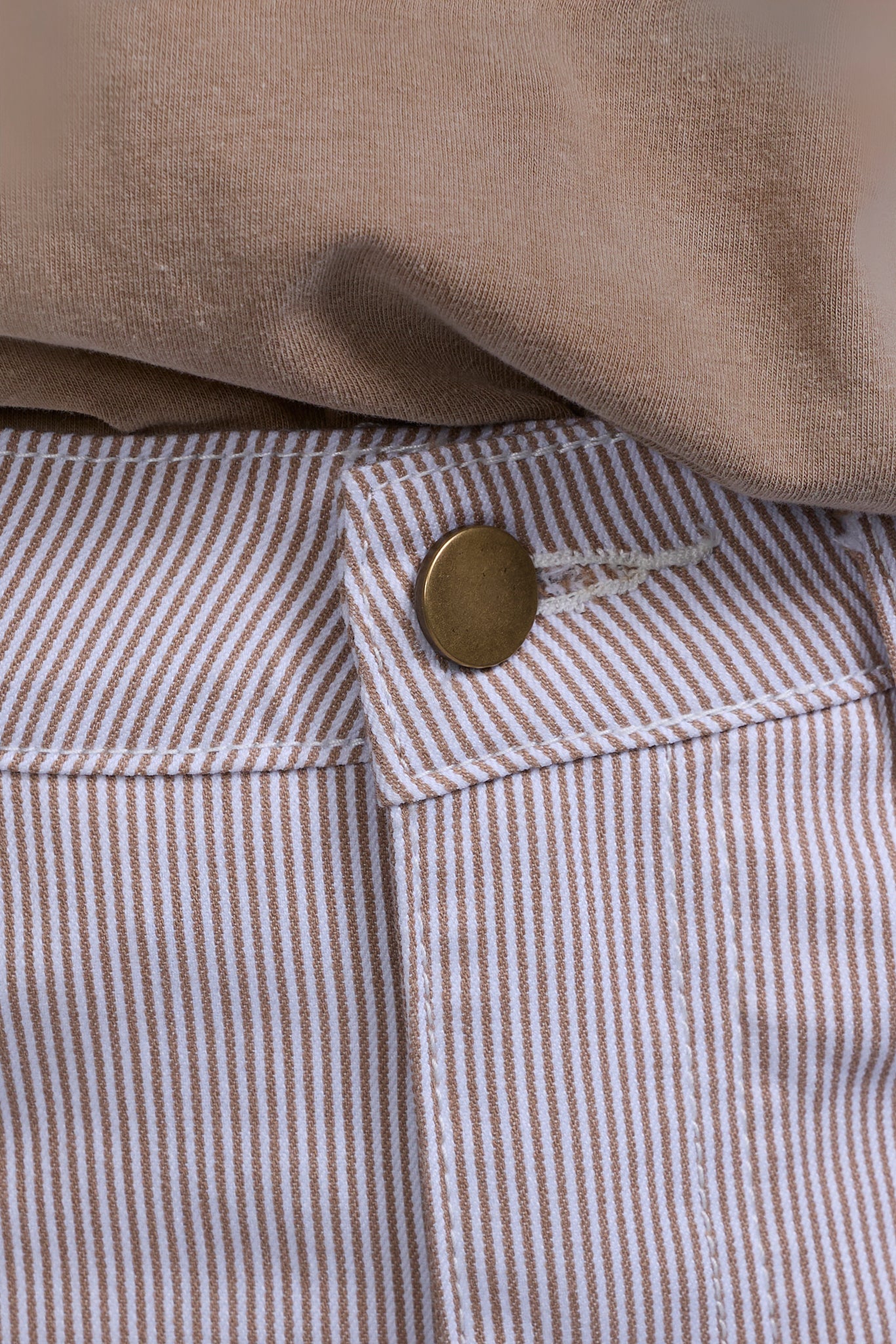 Tan Pinstripe Denim Skirt