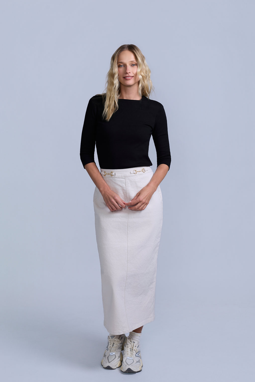 Horsebit Denim Skirt