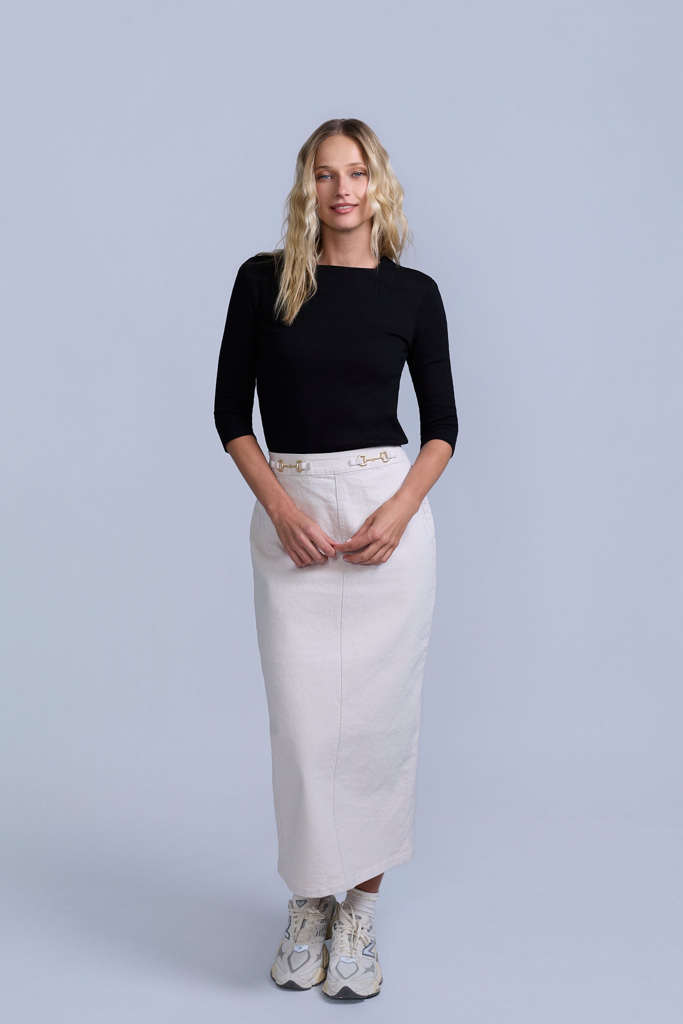 Horsebit Denim Skirt