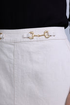 Horsebit Denim Skirt