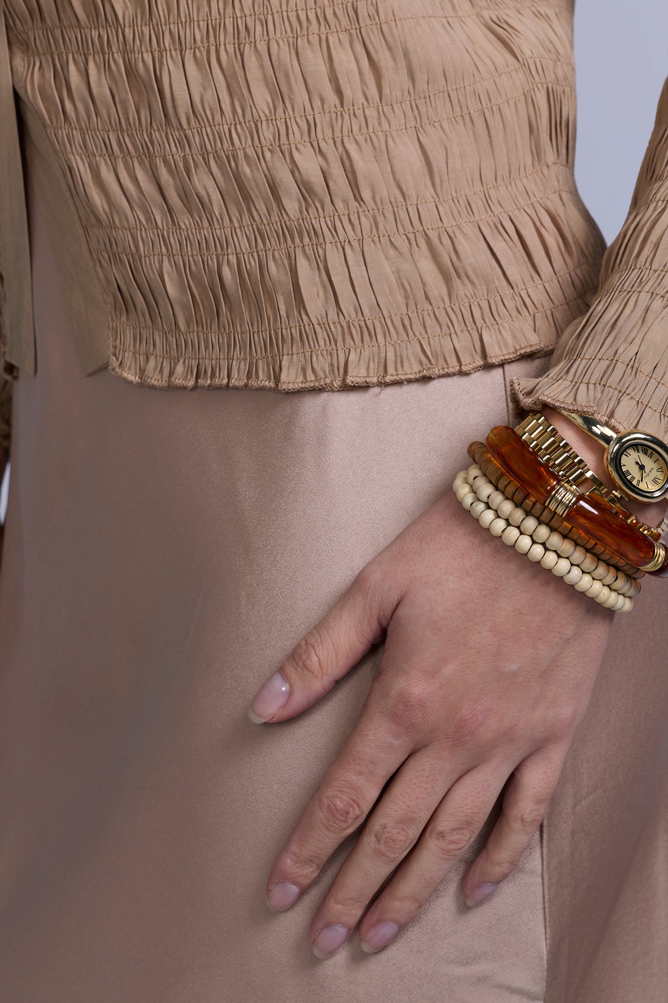 Ruched Button-Down Top