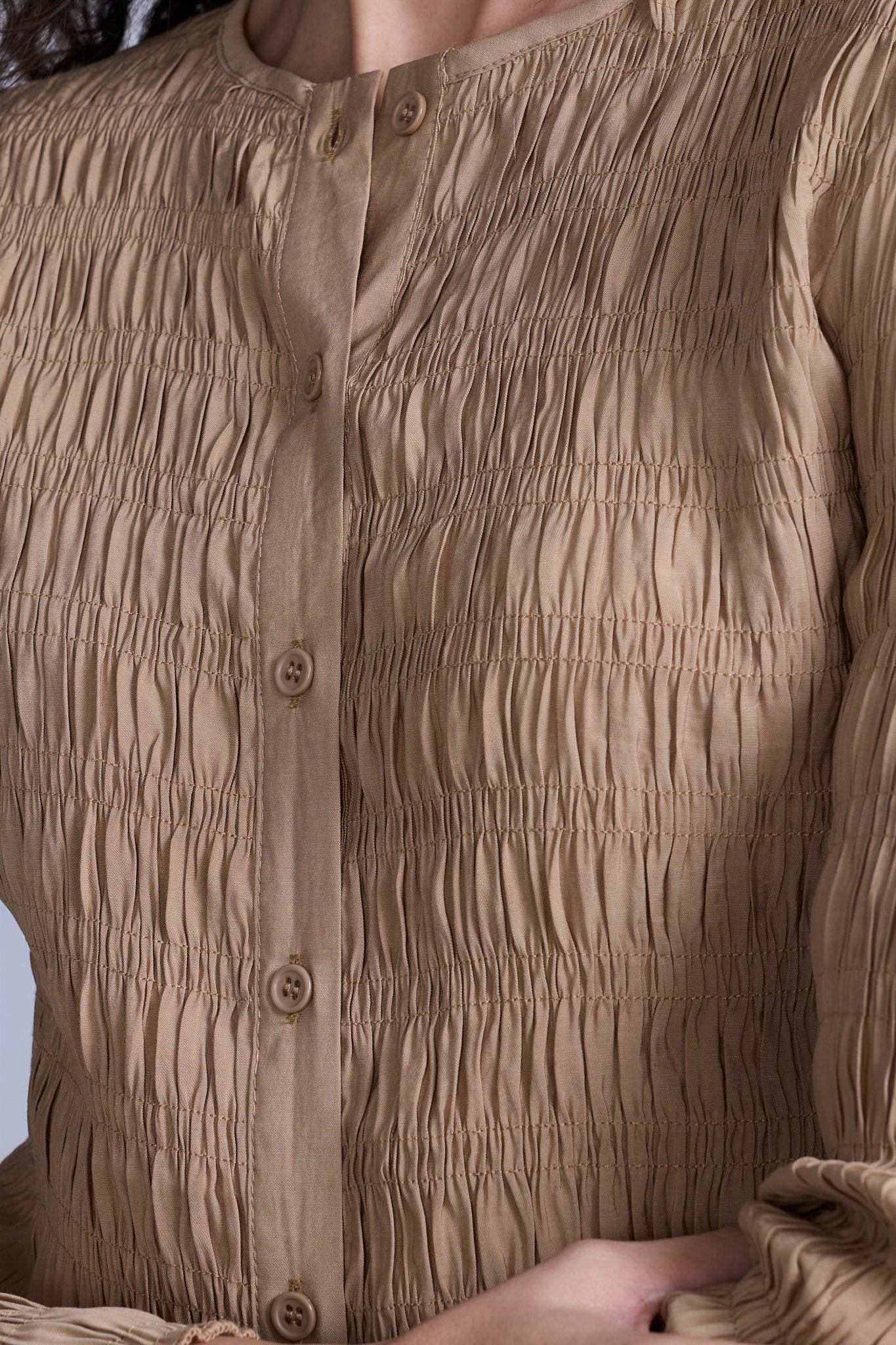 Ruched Button-Down Top