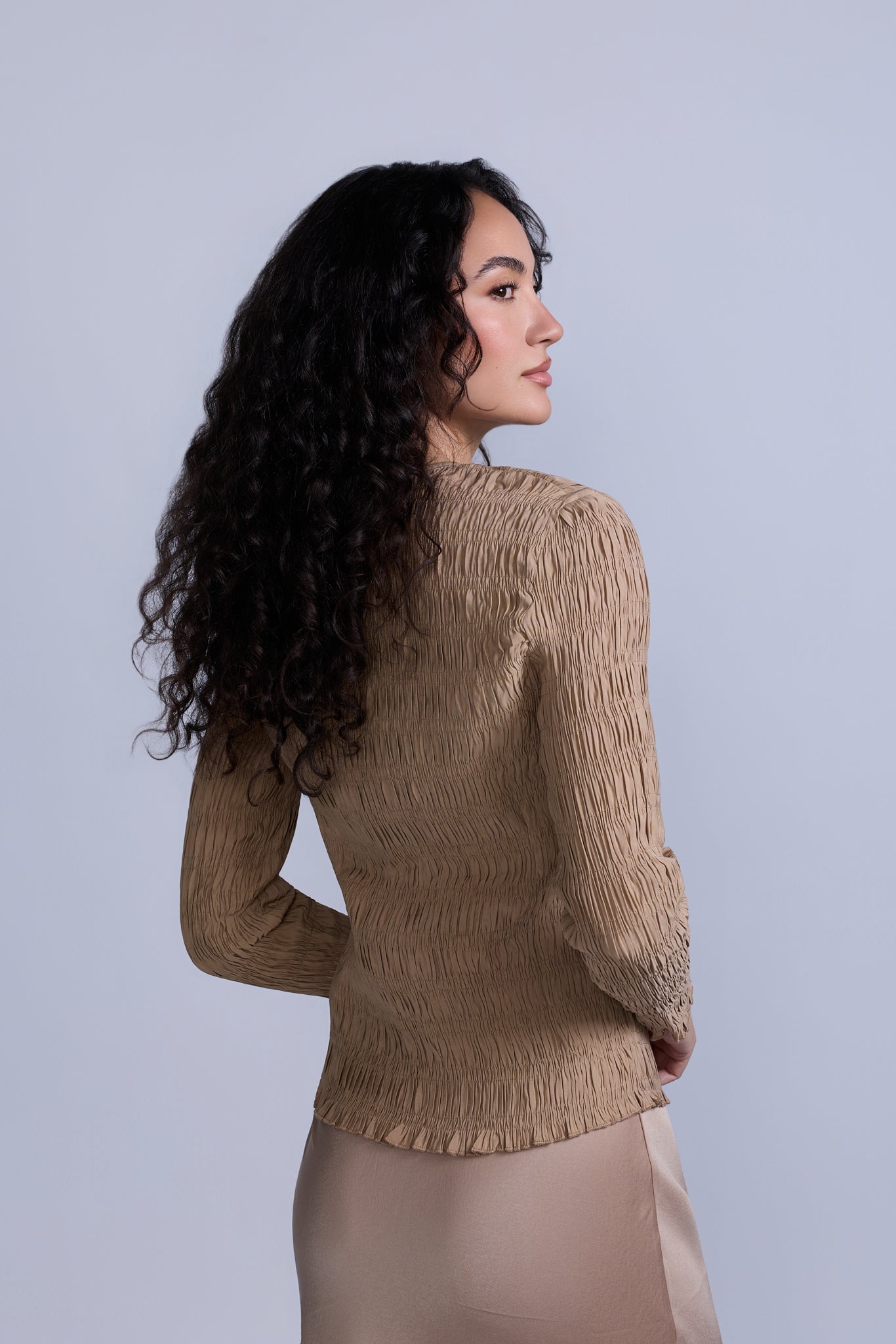 Ruched Button-Down Top