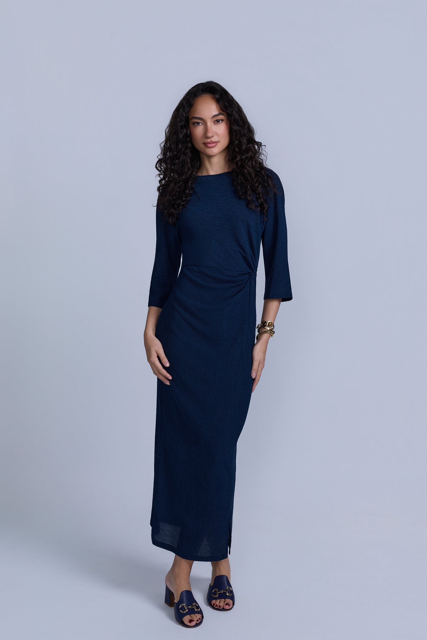 maxi dress with a knot Knot Detail Summer Maxi Dress Navy / XXS