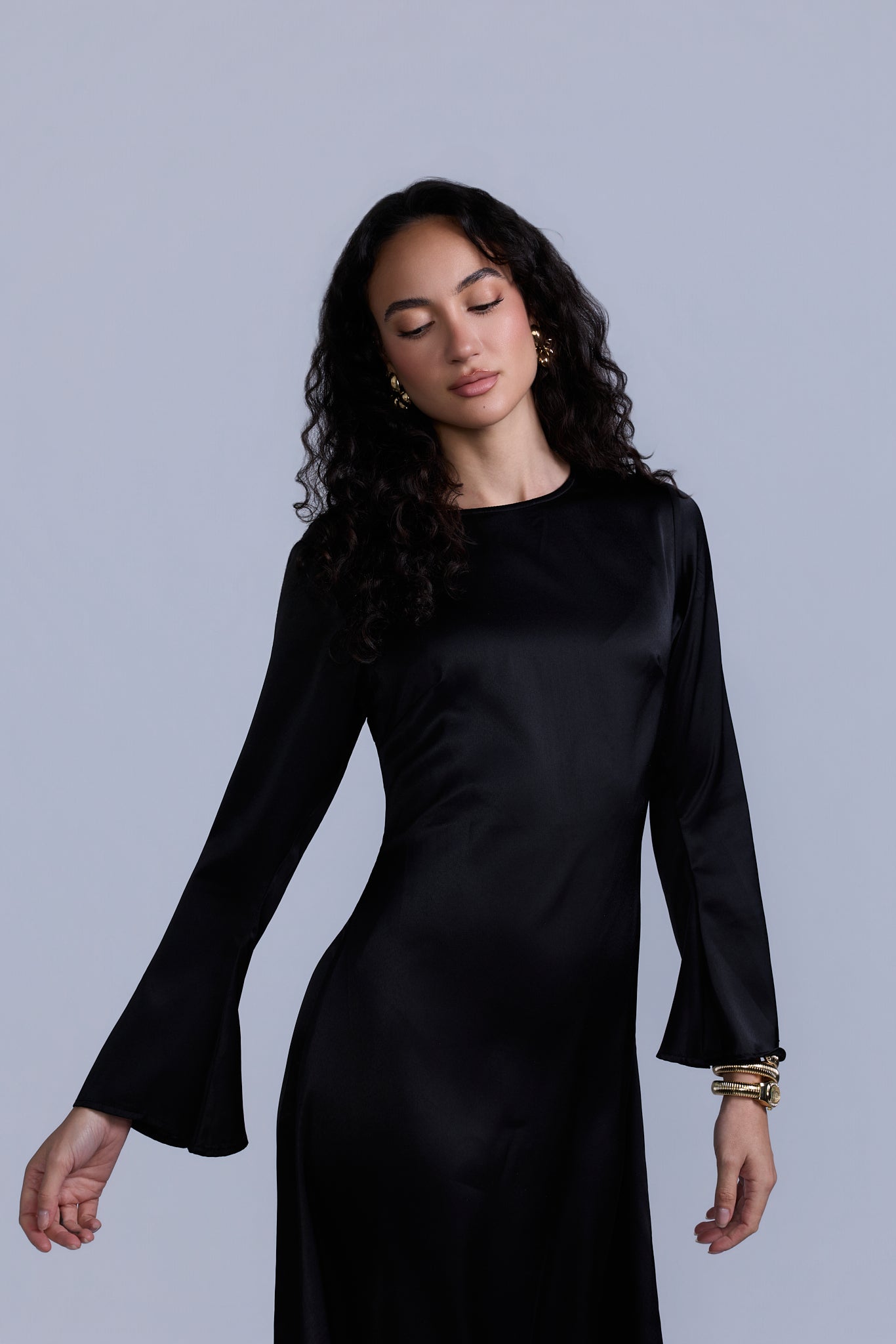 slip long sleeve black dresses midi slip long sleeves Black EXTRA SMALL/SMALL / Black