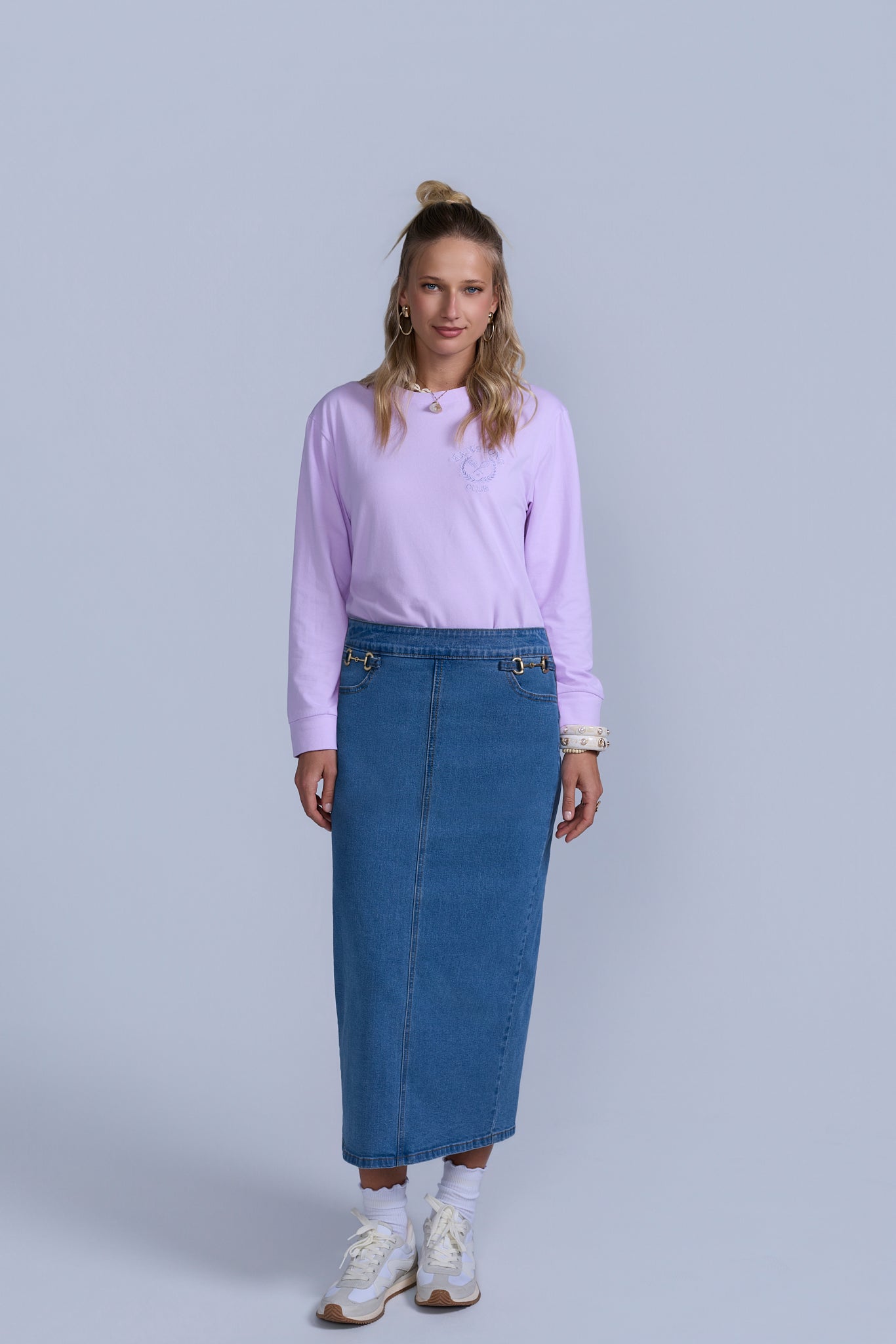 Horsebit Denim Skirt