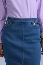 Horsebit Denim Skirt