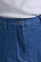 Pleated Denim Skirt
