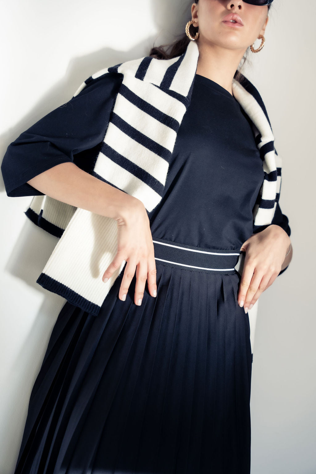 PLEATED SKIRT SIGNATURE STRIPE