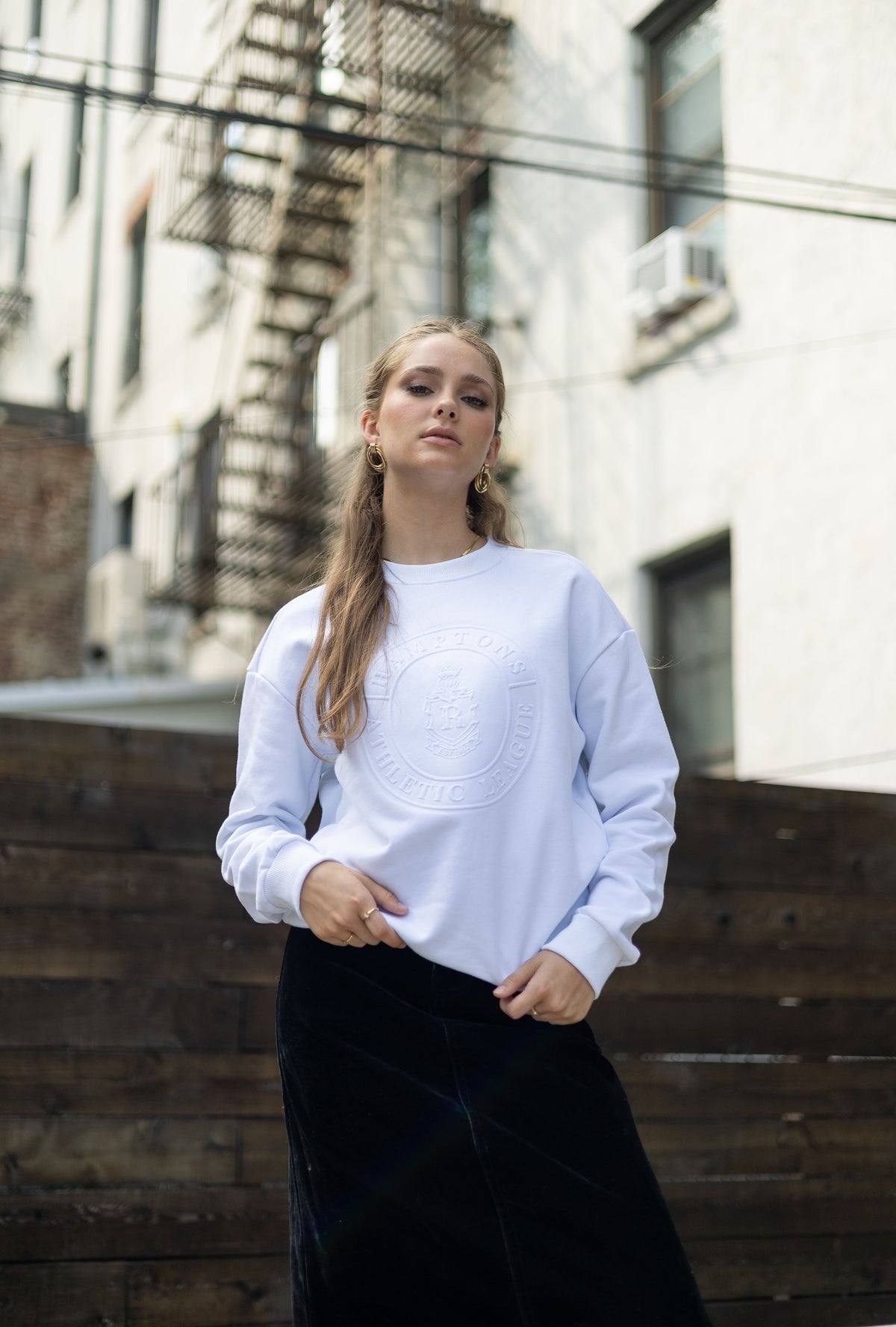 White Graphic Crewneck