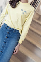 BUTTON DOWN DENIM SKIRT