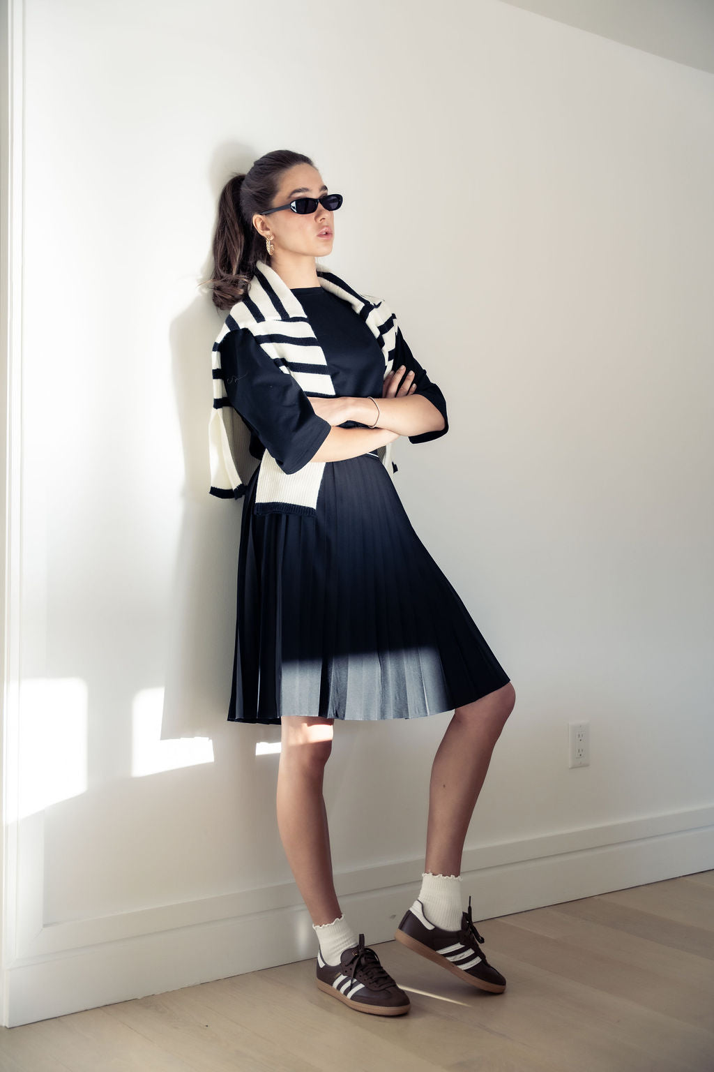 PLEATED SKIRT SIGNATURE STRIPE