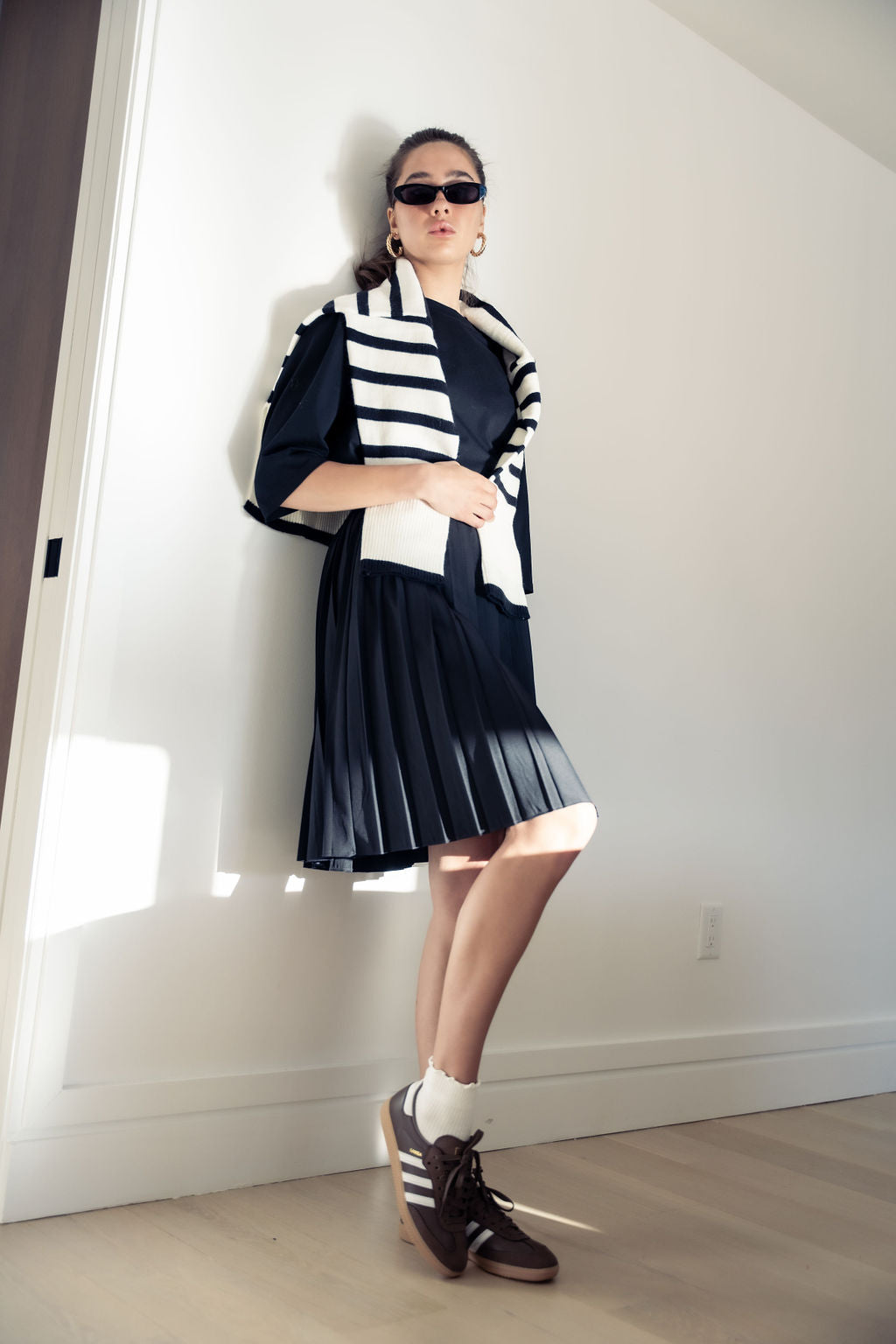 PLEATED SKIRT SIGNATURE STRIPE