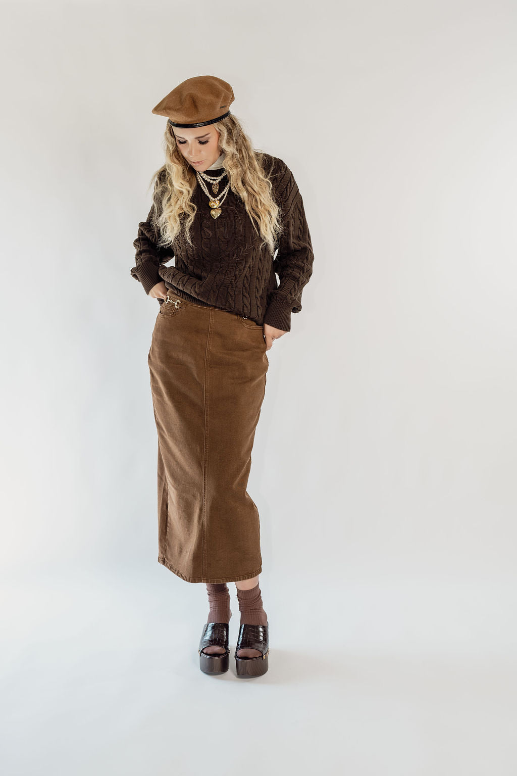 KNIT CABLE - HERITAGE BROWN CREST
