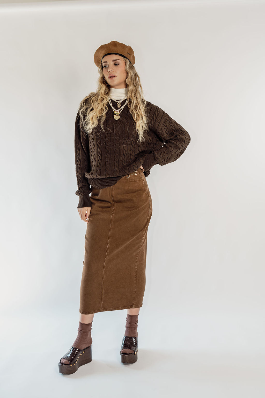 KNIT CABLE - HERITAGE BROWN CREST
