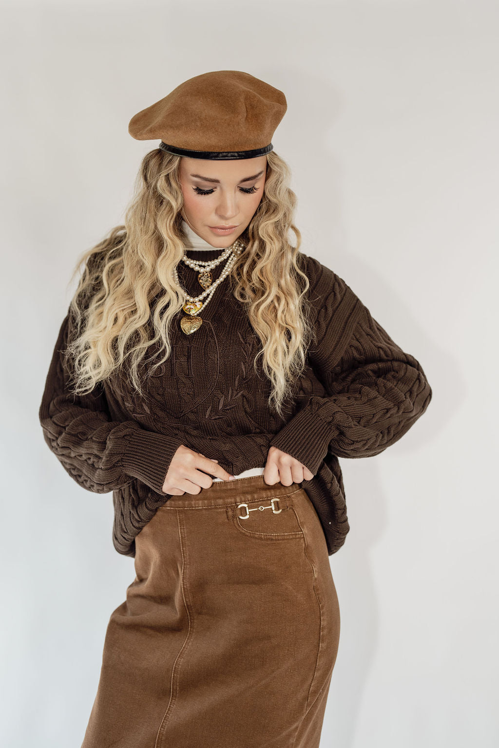 KNIT CABLE - HERITAGE BROWN CREST