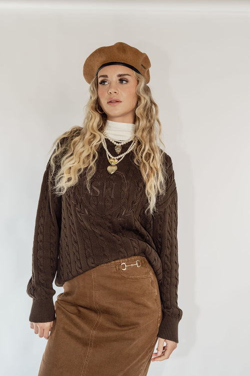 KNIT CABLE - HERITAGE BROWN CREST - Brown