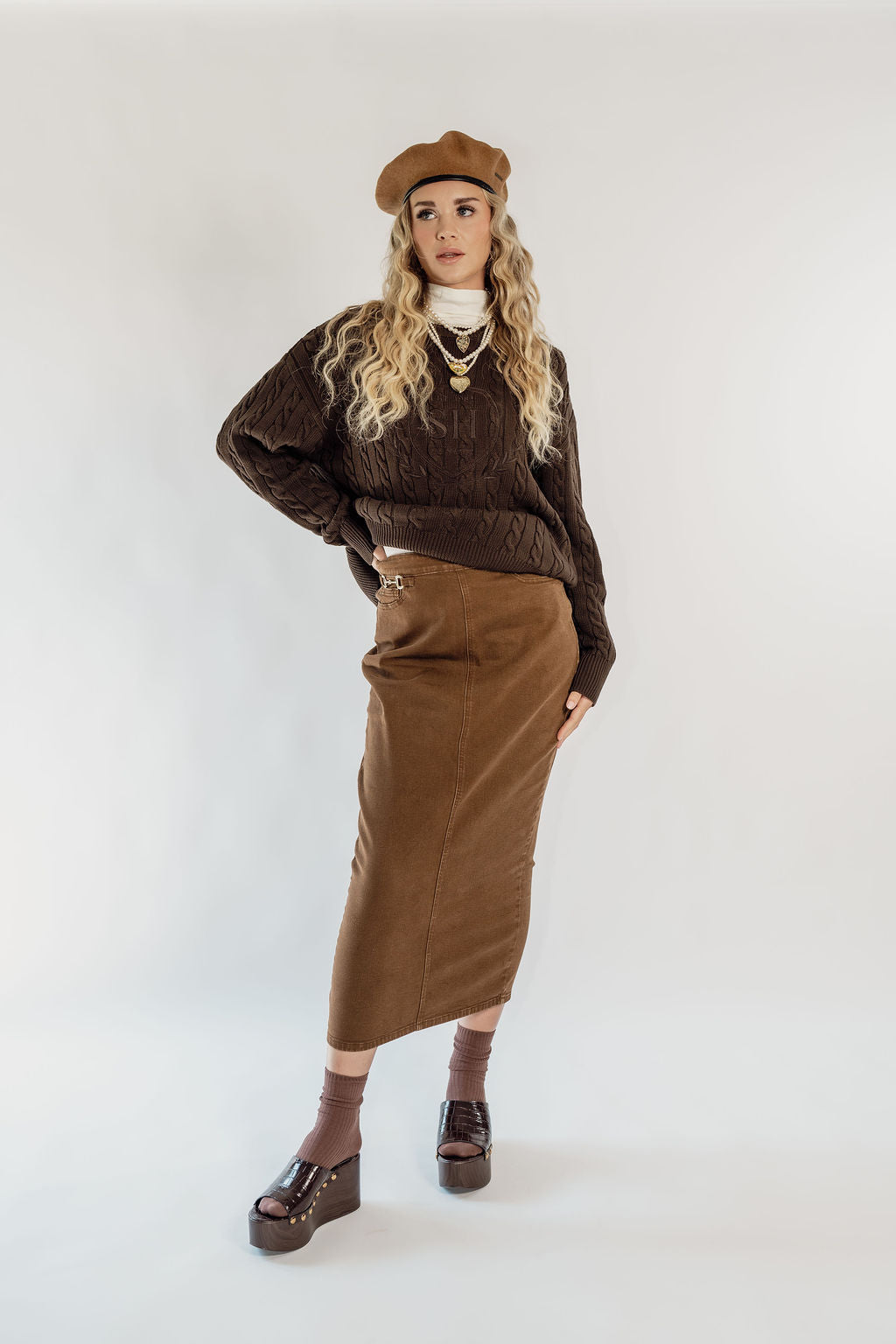 HORSEBIT DETAIL DENIM SKIRT