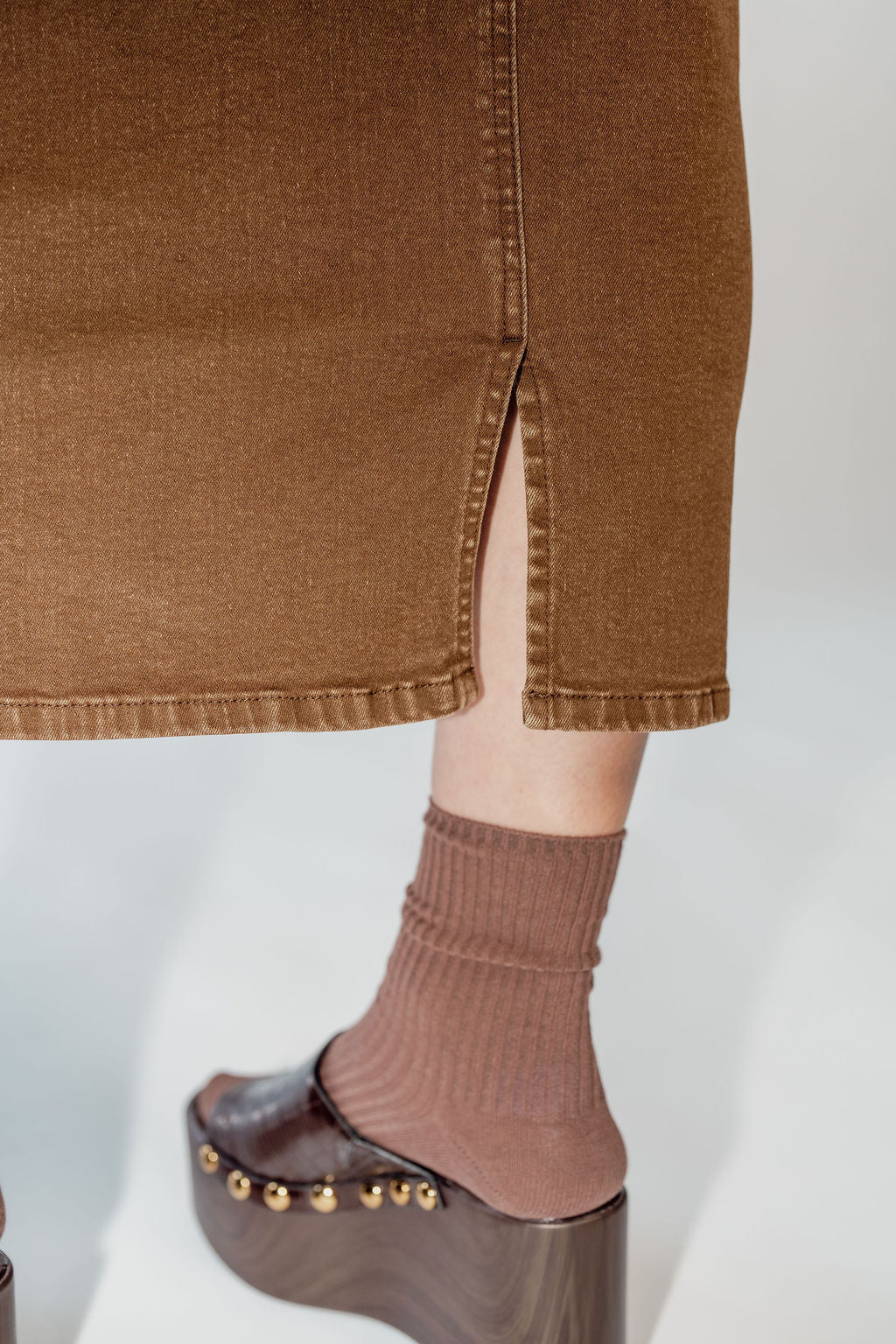 HORSEBIT DETAIL DENIM SKIRT