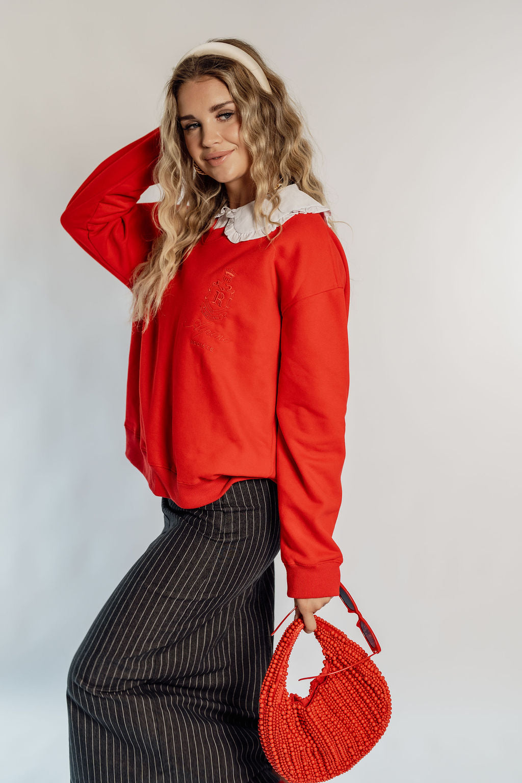 PINSTRIPE DENIM SKIRT