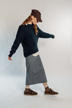 PINSTRIPE DENIM SKIRT
