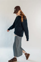 PINSTRIPE DENIM SKIRT
