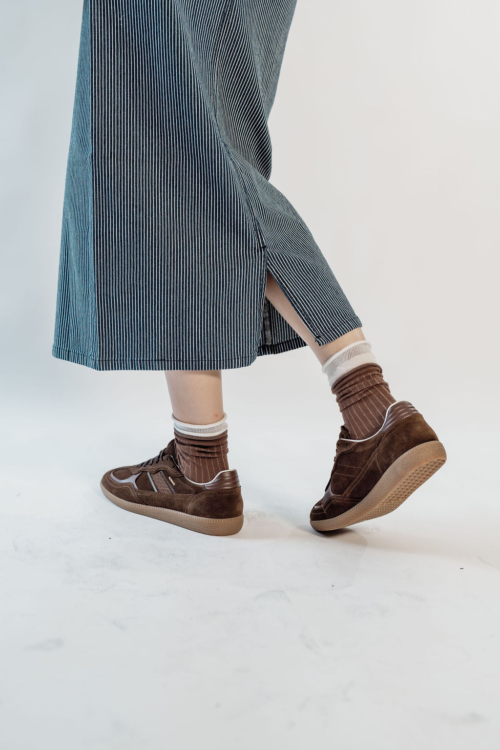 PINSTRIPE DENIM SKIRT