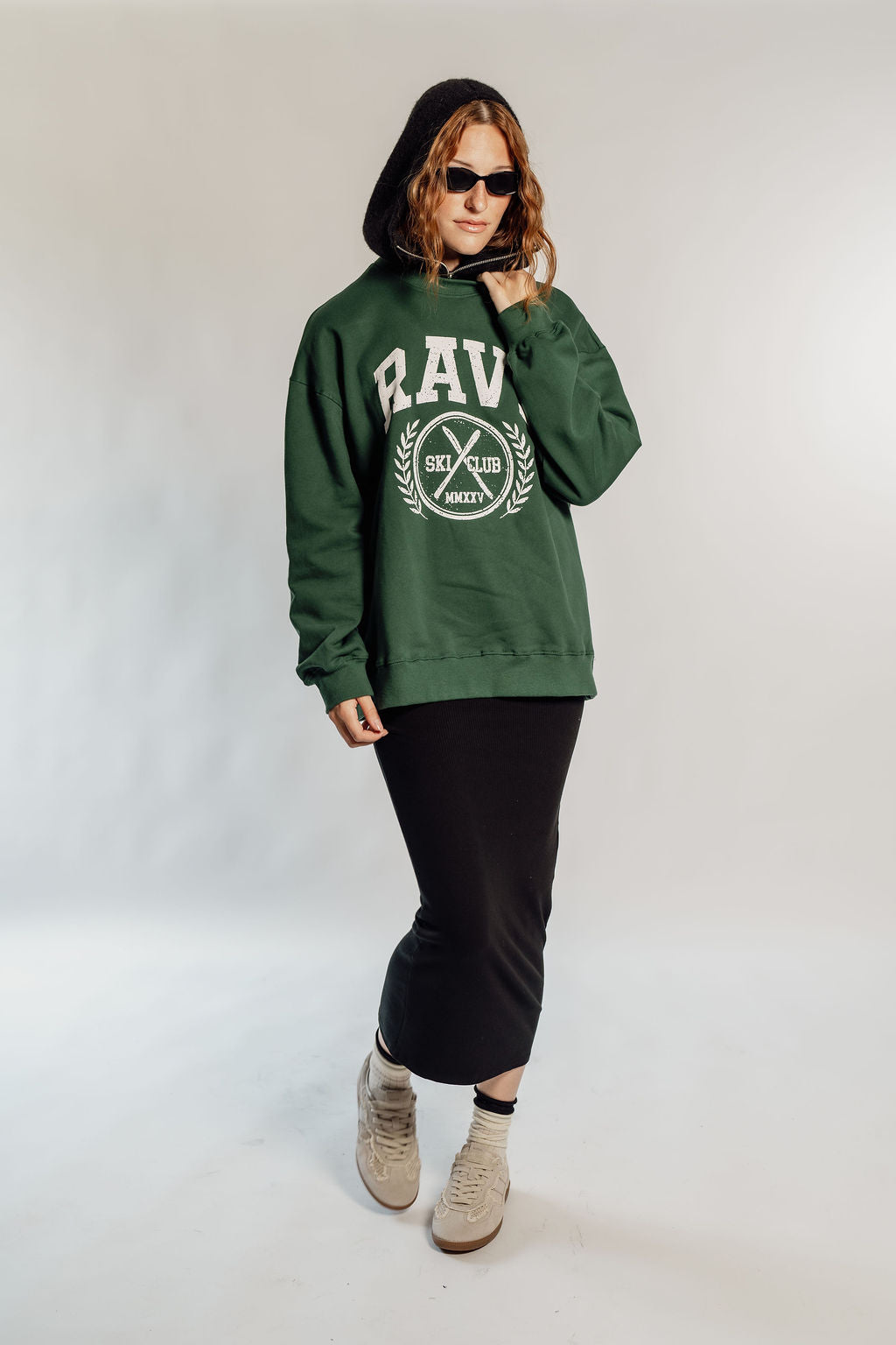OVERSIZED RAVE - FOREST GREEN CIRCLE LOGO