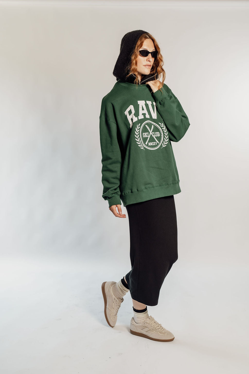 OVERSIZED RAVE - FOREST GREEN CIRCLE LOGO
