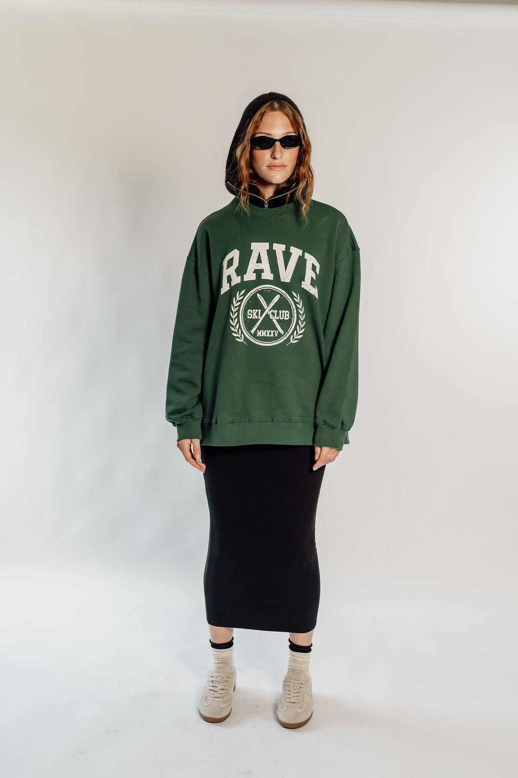 OVERSIZED RAVE - FOREST GREEN CIRCLE LOGO