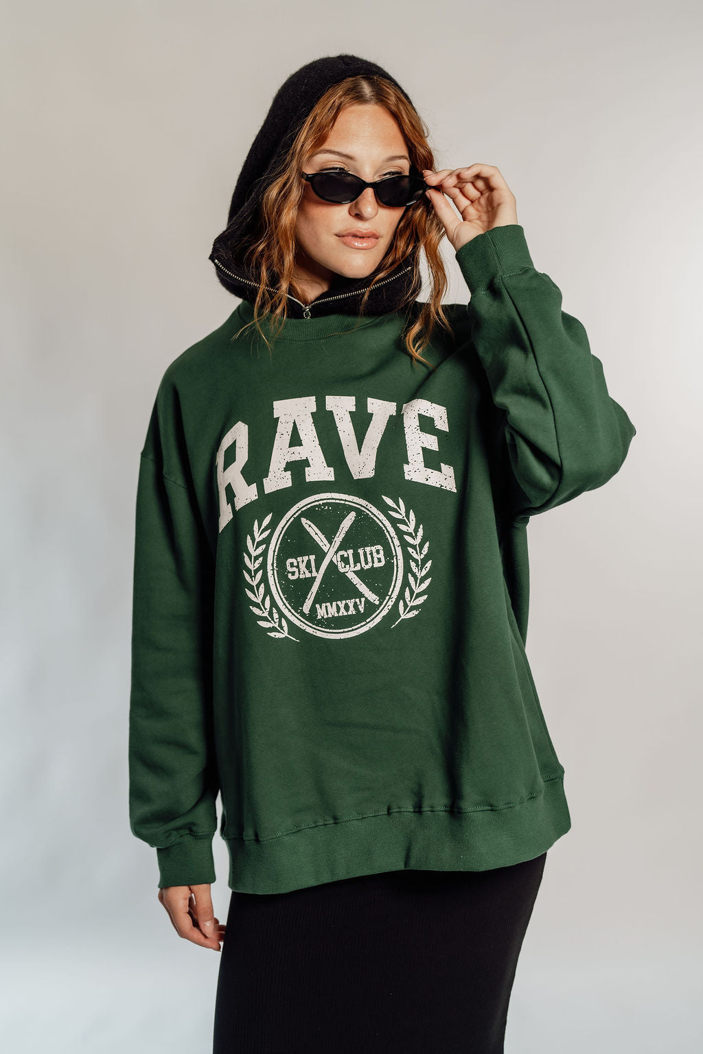 OVERSIZED RAVE - FOREST GREEN CIRCLE LOGO