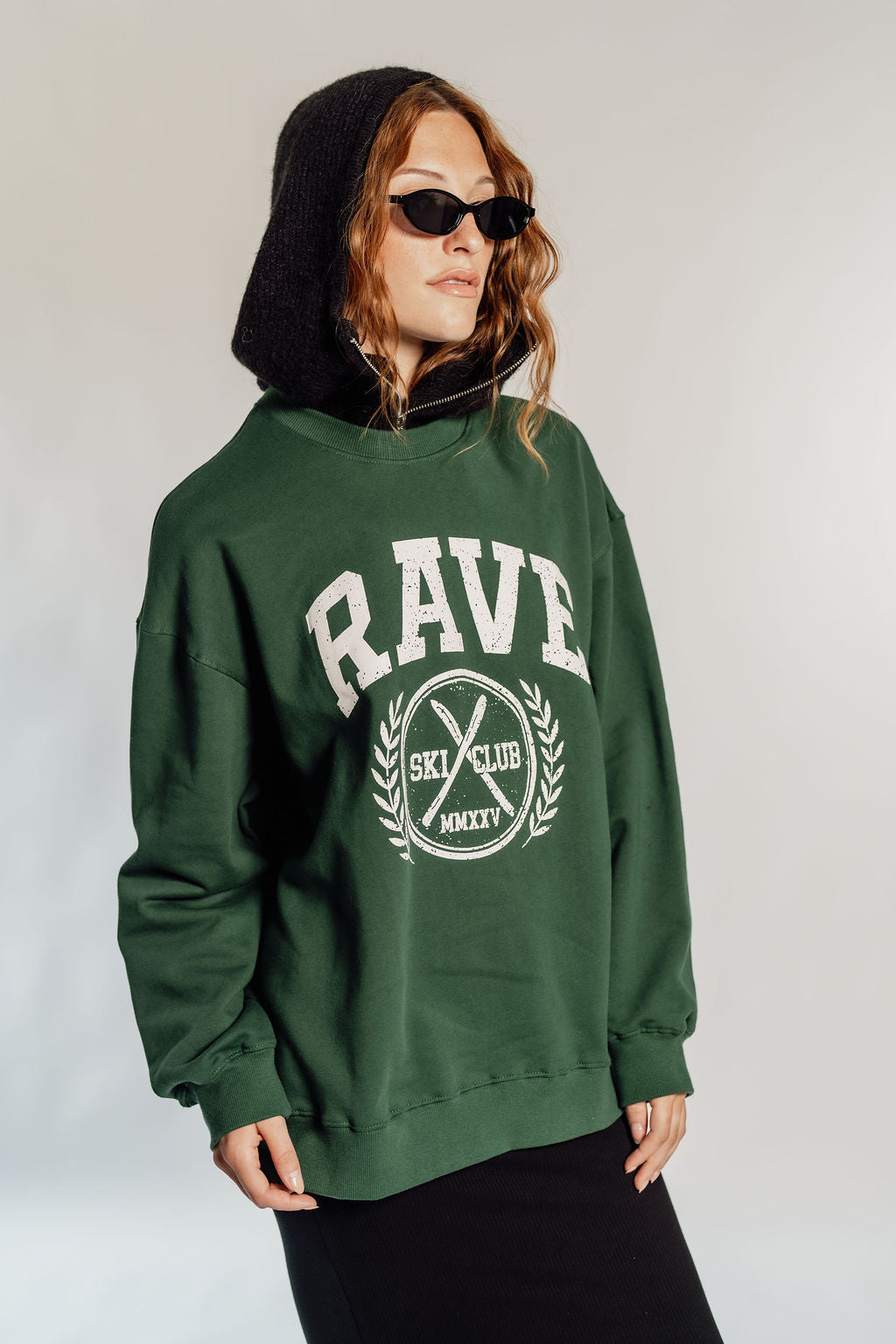 OVERSIZED RAVE - FOREST GREEN CIRCLE LOGO