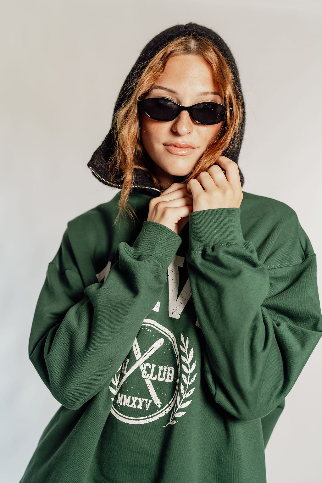 OVERSIZED RAVE - FOREST GREEN CIRCLE LOGO