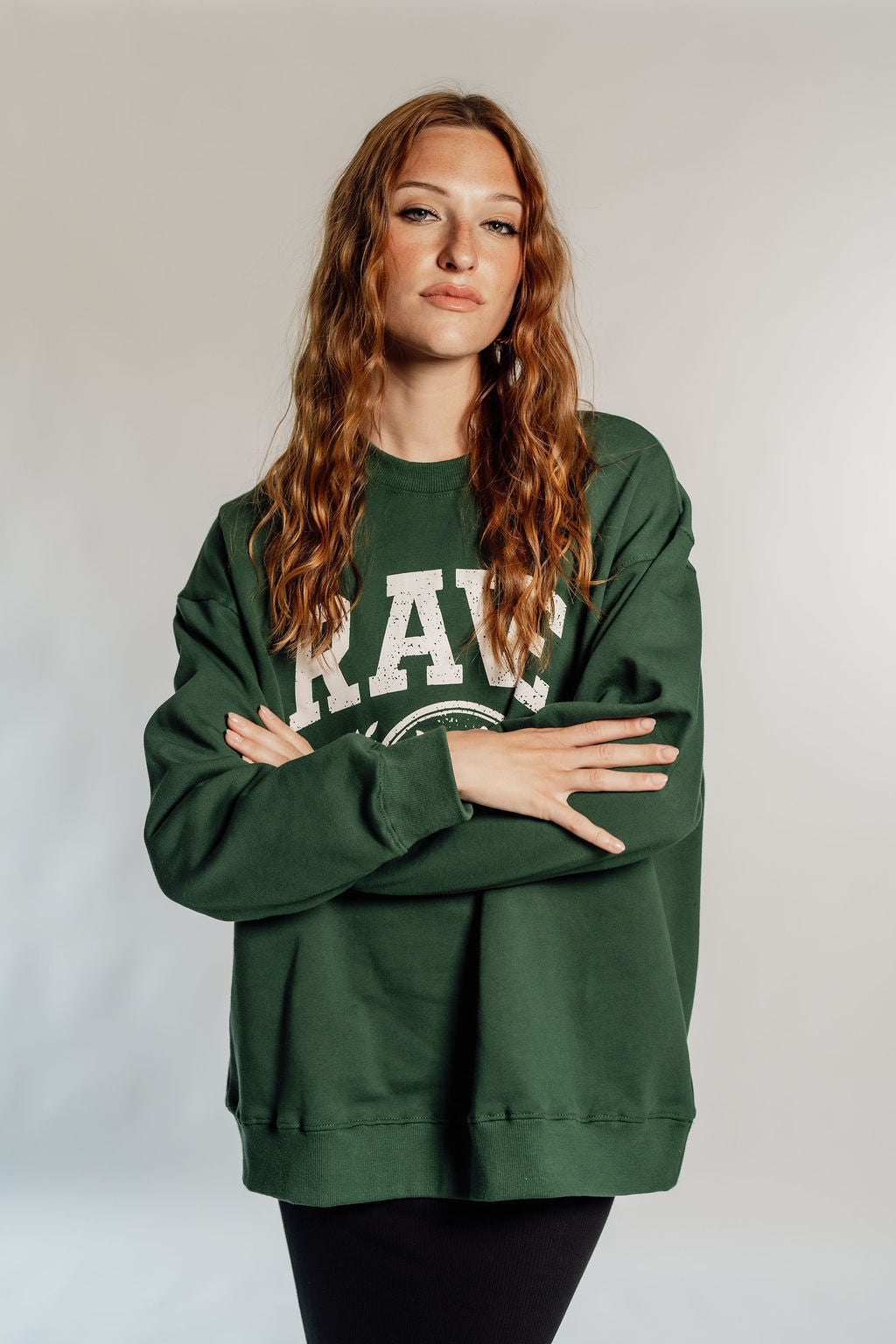 OVERSIZED RAVE - FOREST GREEN CIRCLE LOGO
