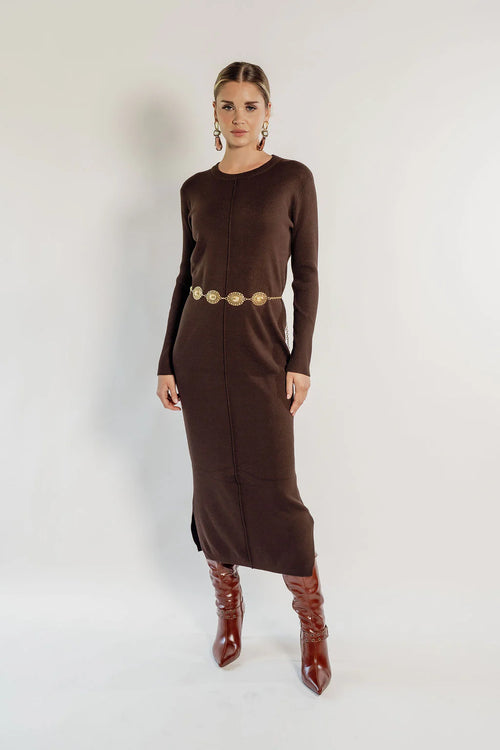 KNITTED MAXI DRESS - Mahogany