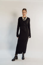 KNOT DETAIL KNITTED MAXI DRESS