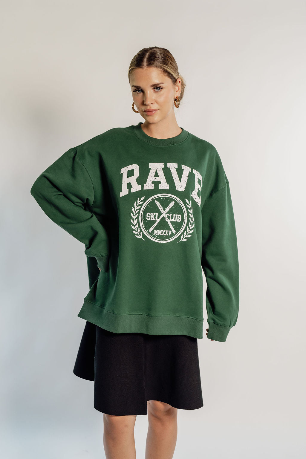 OVERSIZED RAVE - FOREST GREEN CIRCLE LOGO